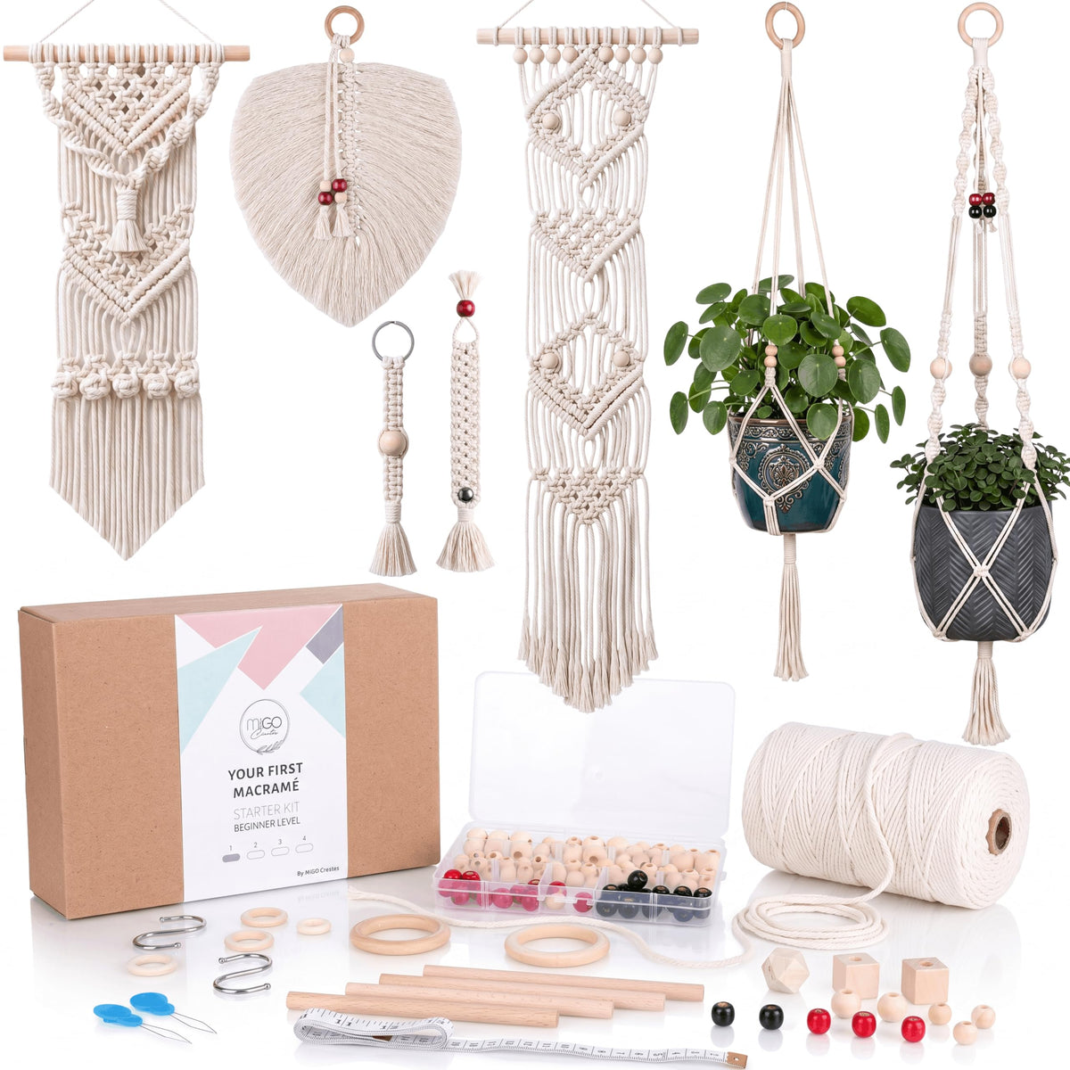 Macrame Kits for Adults Beginners with 126 Macrame Supplies and 7 Projects E-Book: DIY Macrame Kit with 165 Yards