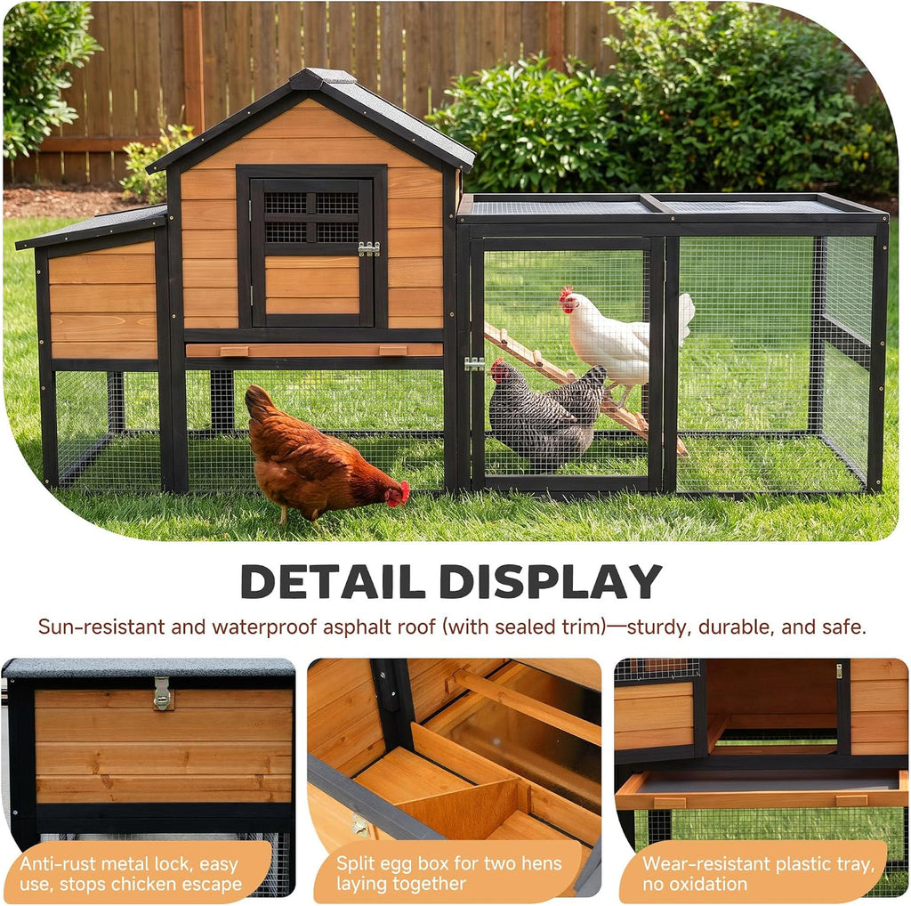 Large Chicken Coop Outdoor Wooden Duck Hen House Poultry Pet Cage 76"