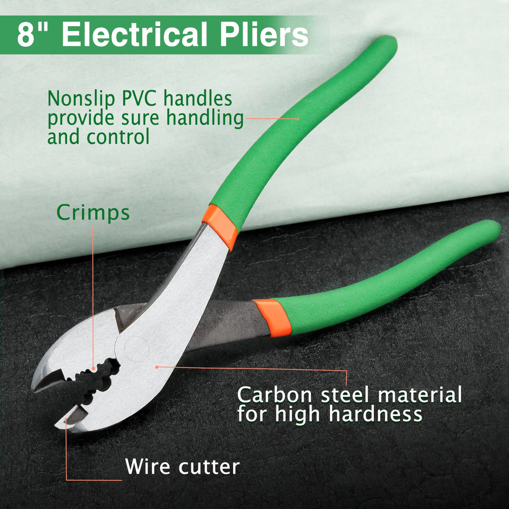 LEONTOOL Wire Crimping Tool with Wire Cutter, 8-Inch Electrical Pliers
