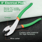 LEONTOOL Wire Crimping Tool with Wire Cutter, 8-Inch Electrical Pliers