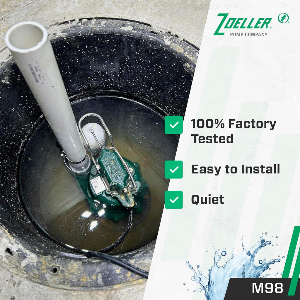 Zoeller M98 Flow-Mate Sump Pump - 1/2 HP - Cast Iron - LED Power Plug