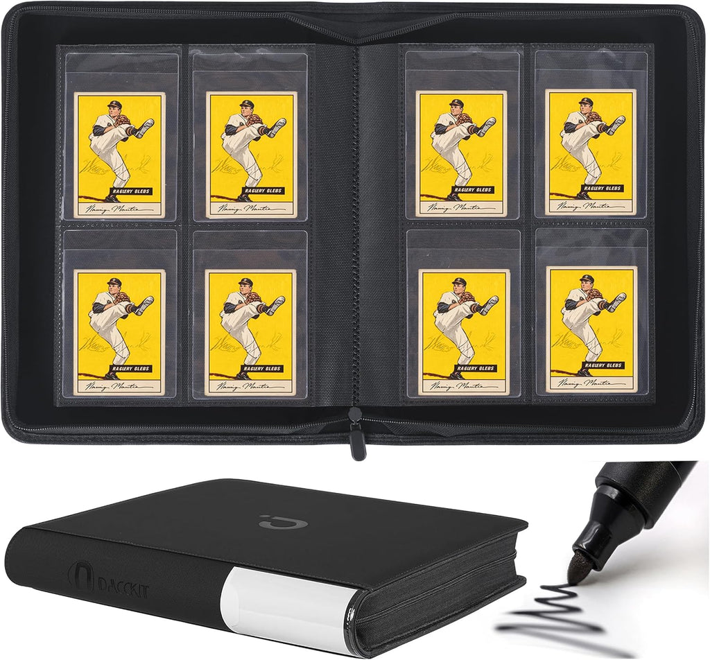 Semi Rigid Card Holder Binder - Fits 240 Cards，Premium 4 Pocket Card Binder Compatible for 3-5/16" x 4-7/8" Semi