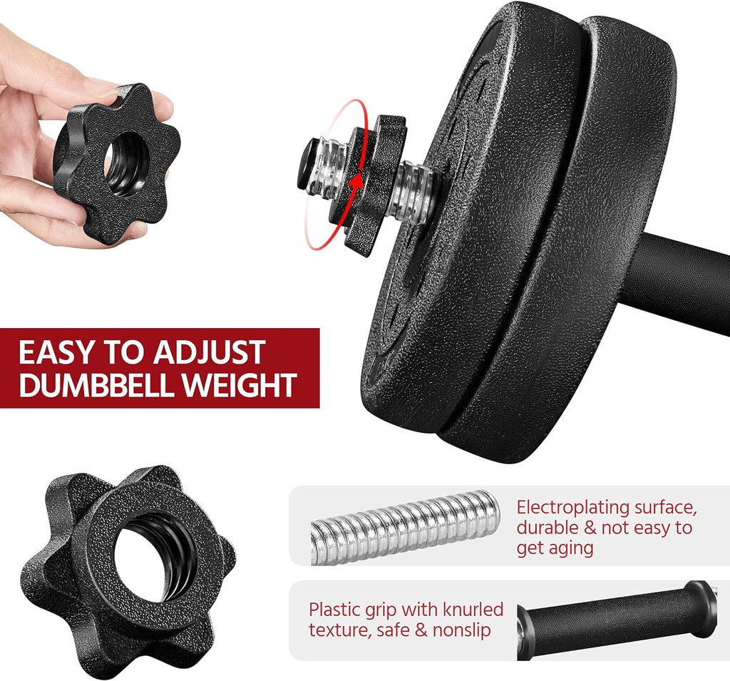 Adjustable Dumbbell Sets Free Weights for Women Men Beginner Dumbbells Changeable Home Gym Apartment Exercise &