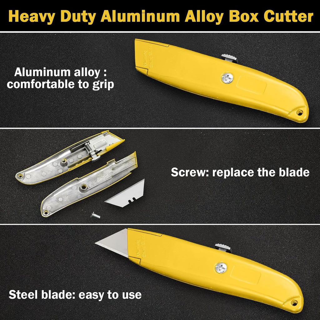 20 Pcs Box Cutter Bulk Retractable Utility Knife, Yellow