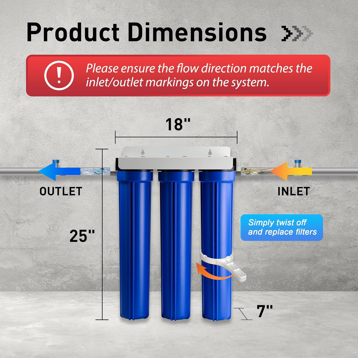 WCB32O Whole House Water Filter System, 3/4" Inlet/Outlet