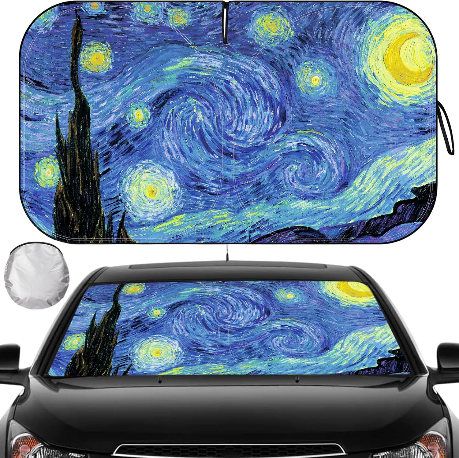 Car Windshield Sun Shade, Foldable Front Window Sunshade Blocks UV Rays, Keep Car Interior Cool, Universal Fit for