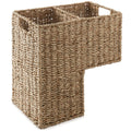 Stair Step Basket with Handles, Natural - Woven Seagrass Staircase Basket Storage Bin Organizer