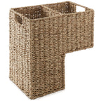Stair Step Basket with Handles, Natural - Woven Seagrass Staircase Basket Storage Bin Organizer