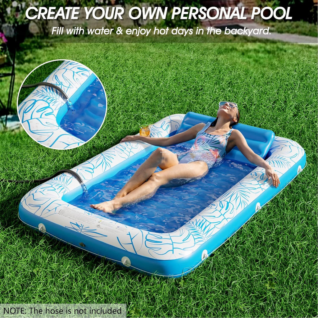 Inflatable Tanning Pool Lounger Float - Jasonwell 4 in 1 Sun Tan Tub Sunbathing Pool Lounge Raft Floatie Toys Water