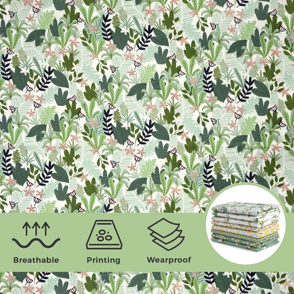 8pcs Fat Quarter Fabric Bundles 20'' x 20'' Cotton Craft Fabric | Pre-Cut Squares Sheets for Patchwork Sewing