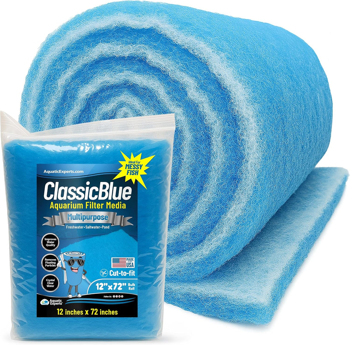 Bonded Aquarium Filter Pad, 12x72x.75 in, Cut to Fit