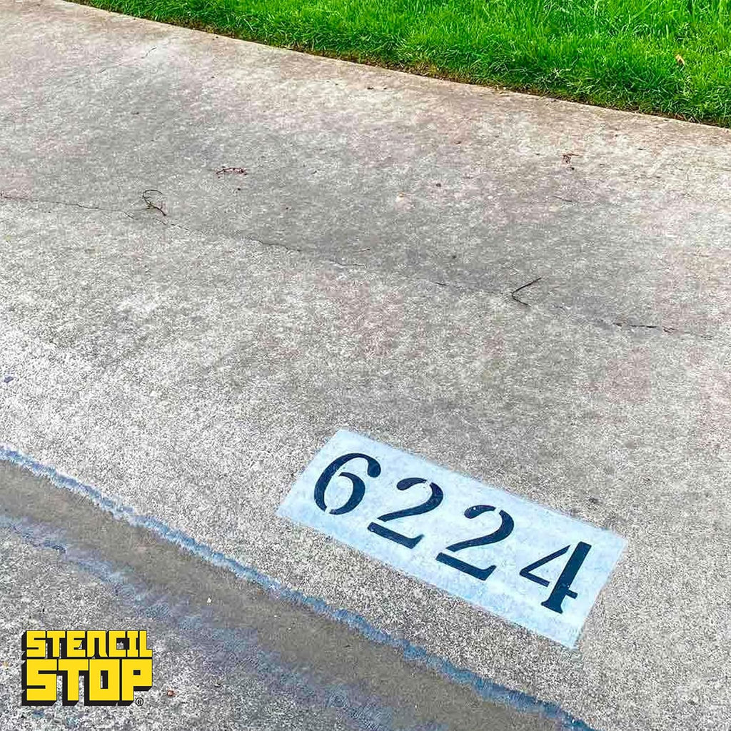 Curb Stencil Kit for Address Painting – Includes All Numbers, 4-Inch Durable & Reusable Plastic Stencils for