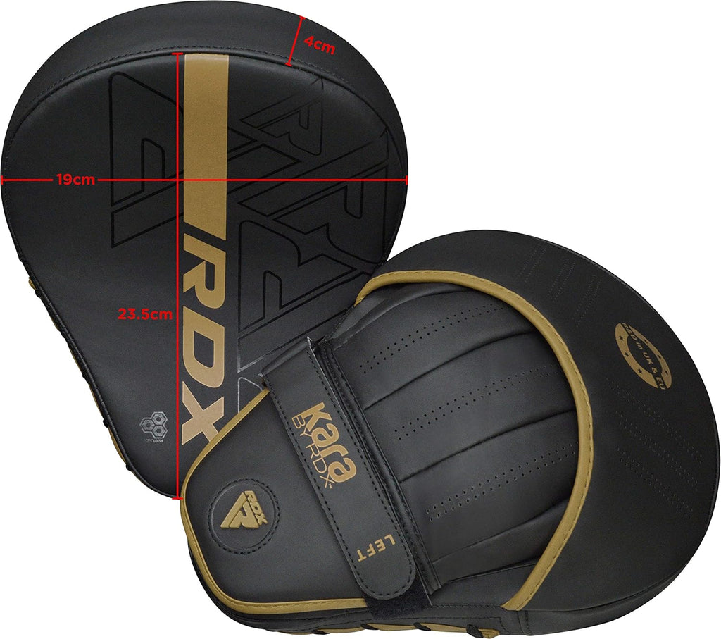 Boxing Pads Curved Focus Mitts, Maya Hide Leather Kara Hook and jab Training Pads, Adjustable Strap Ventilated, MMA