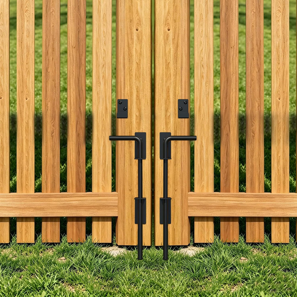 Heavy Duty Cane Bolt Gate Drop Rod, 12" Black Gate Latches Hardware for Wood Fence/Metal/Vinyl/Double Gates, Outdoor