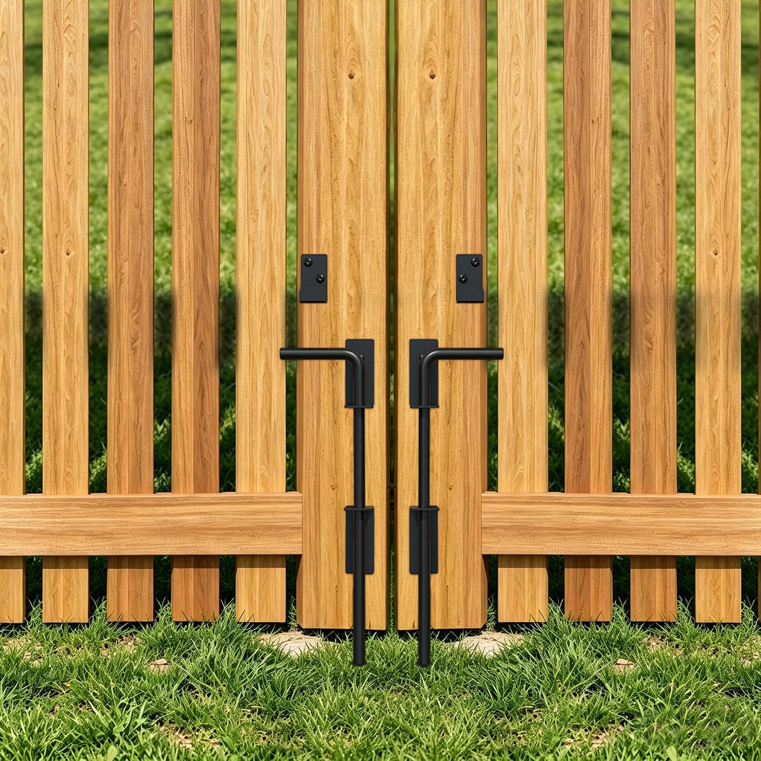 Heavy Duty Cane Bolt Gate Drop Rod, 12" Black Gate Latches Hardware for Wood Fence/Metal/Vinyl/Double Gates, Outdoor