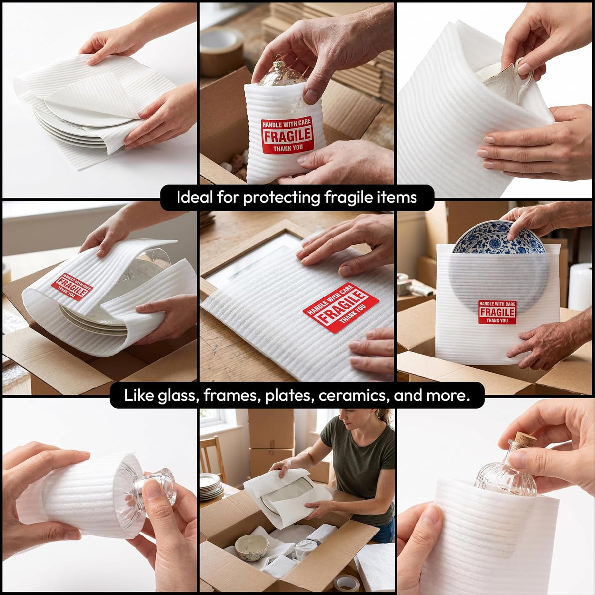 Pack of 570 Pcs Dish Packing Supplies for Moving, Moving Foam Sheets for Packing Dishes for Plates and Fragile
