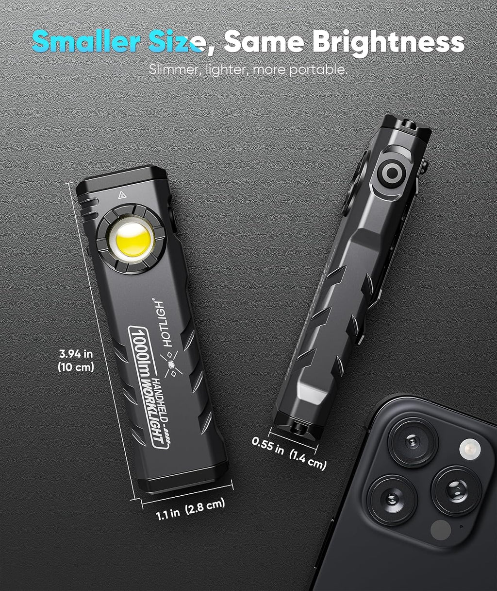 ZF8329 Rechargeable EDC Flashlight, 1000Lumens LED Flashlight Rechargeable with Turbo Mode, Small Flashlight with