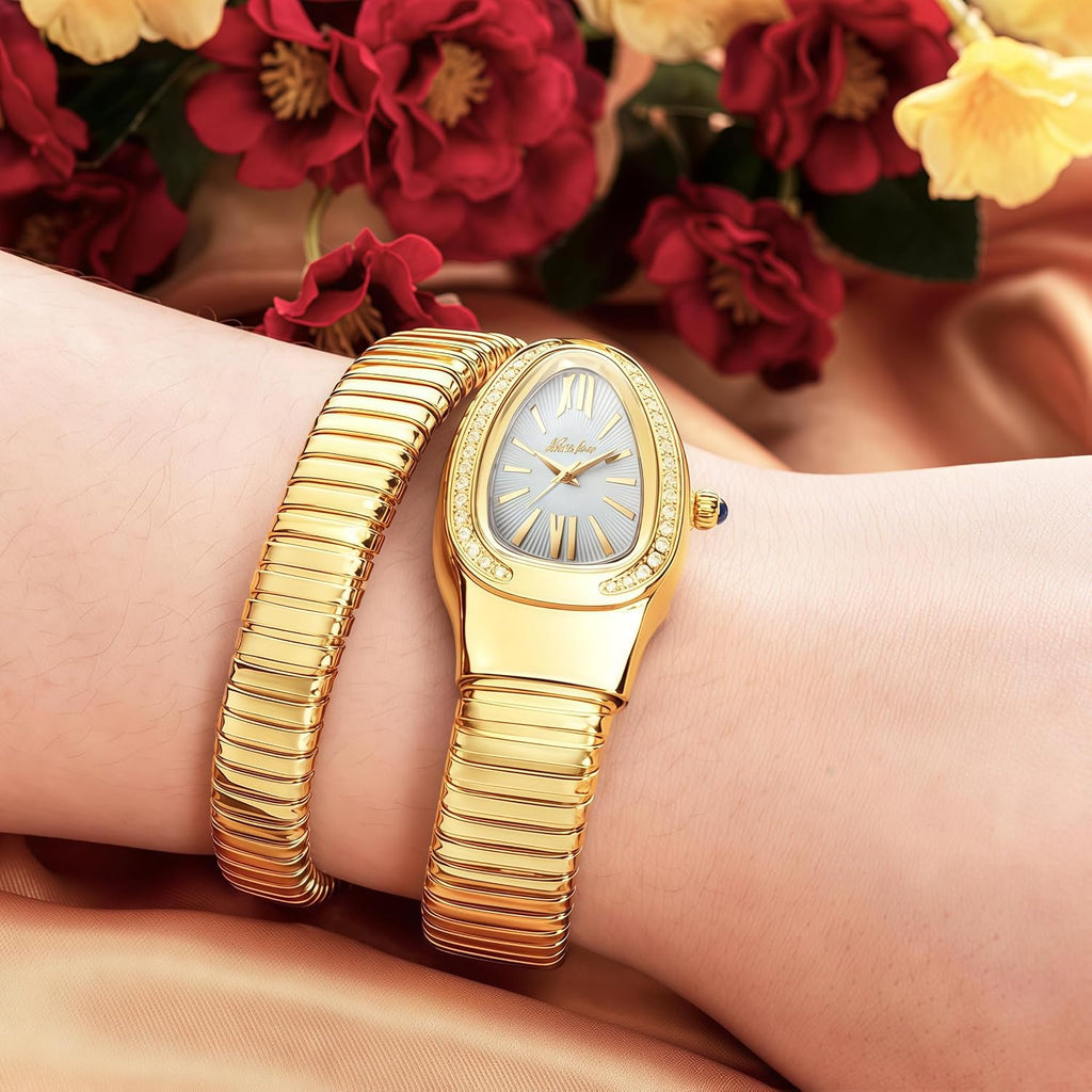 Snake Face Watch for Women 5.9-7.1in Snake Shape Face Women Watches Ladies Watches Waterproof Steel Dainty Dress