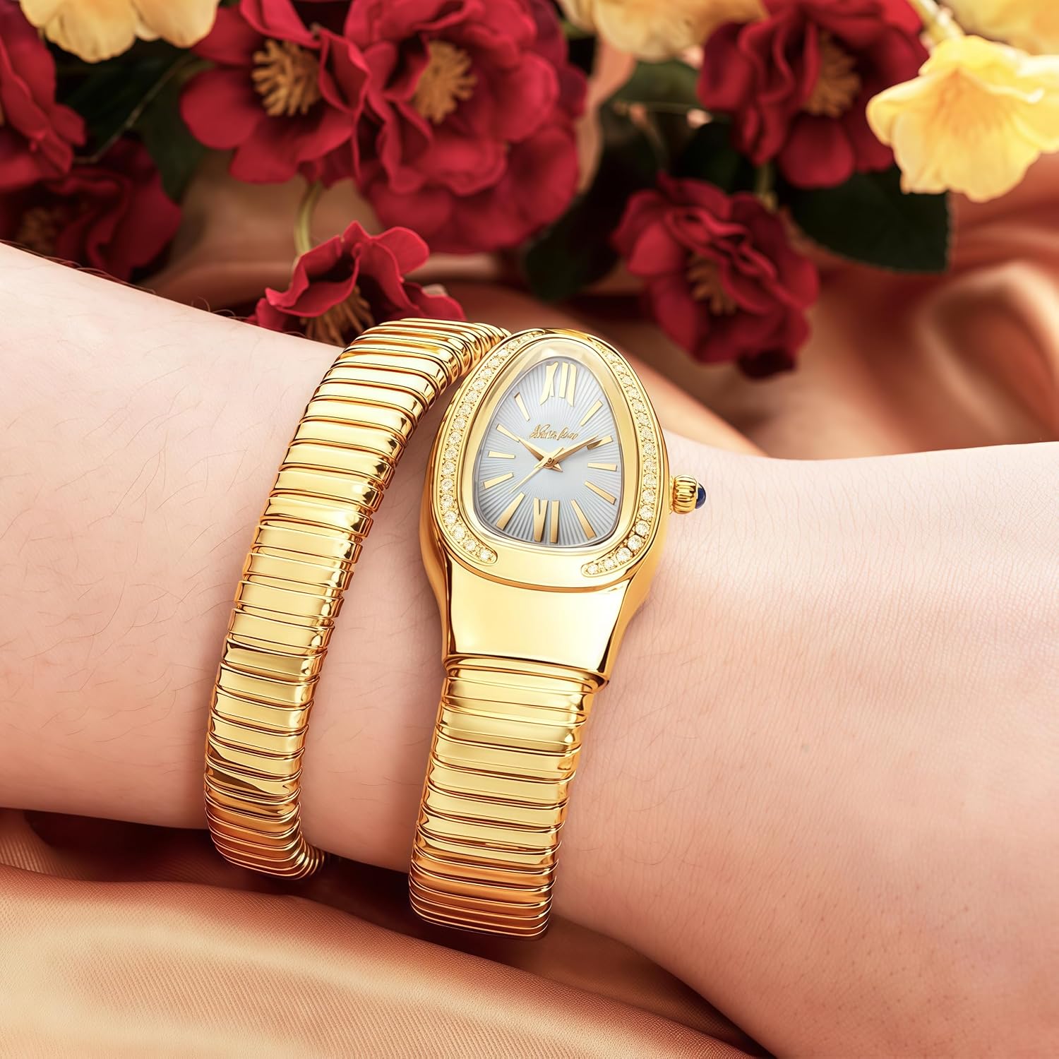 Snake Face Watch for Women 5.9-7.1in Snake Shape Face Women Watches Ladies Watches Waterproof Steel Dainty Dress