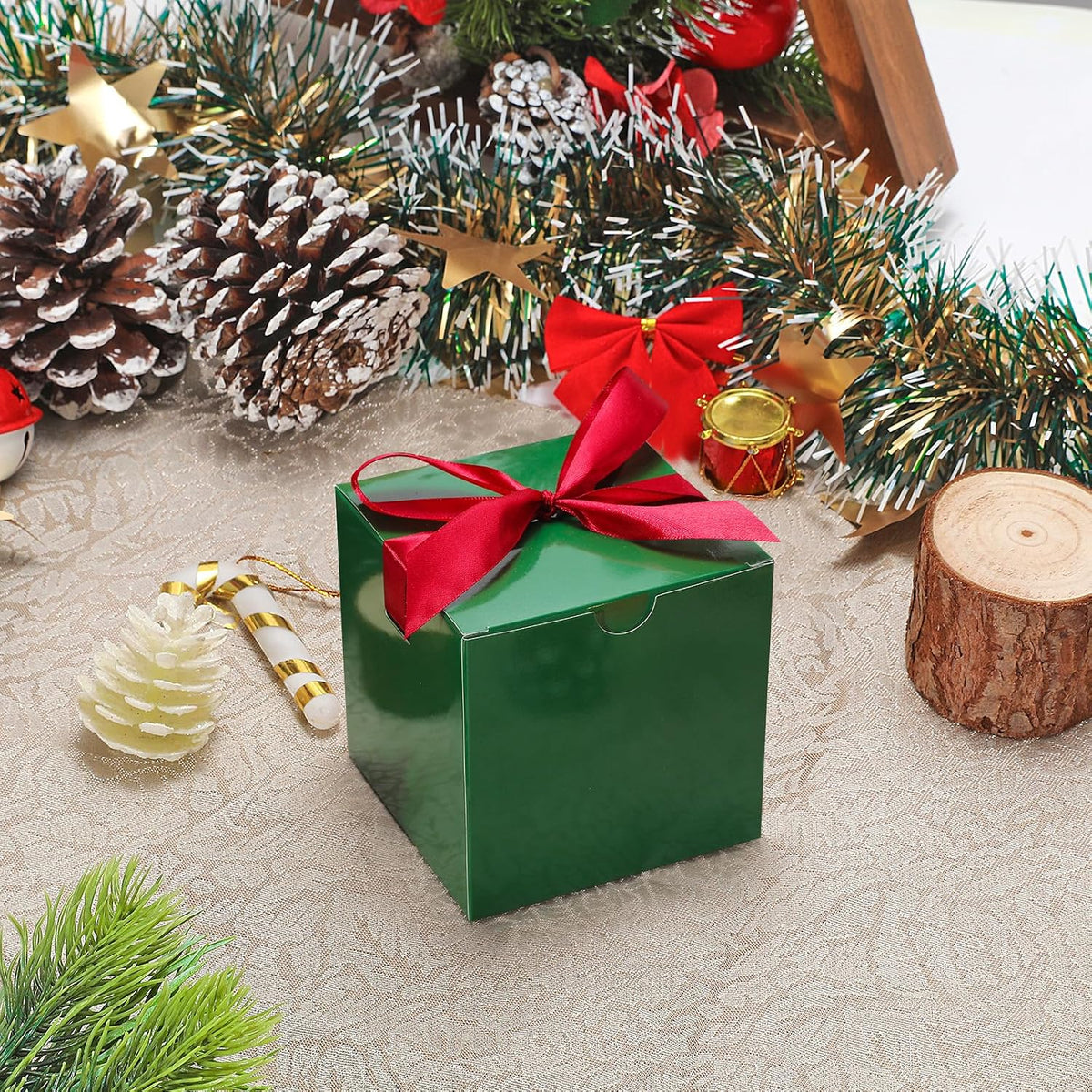 60 Pcs Small Gift Boxes, 3x3x3 in Kraft Paper Gift Box with Ribbons