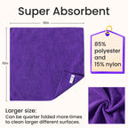 Multi-Use Microfiber Cleaning Cloths 12 Pack, 16 x 16 Inch