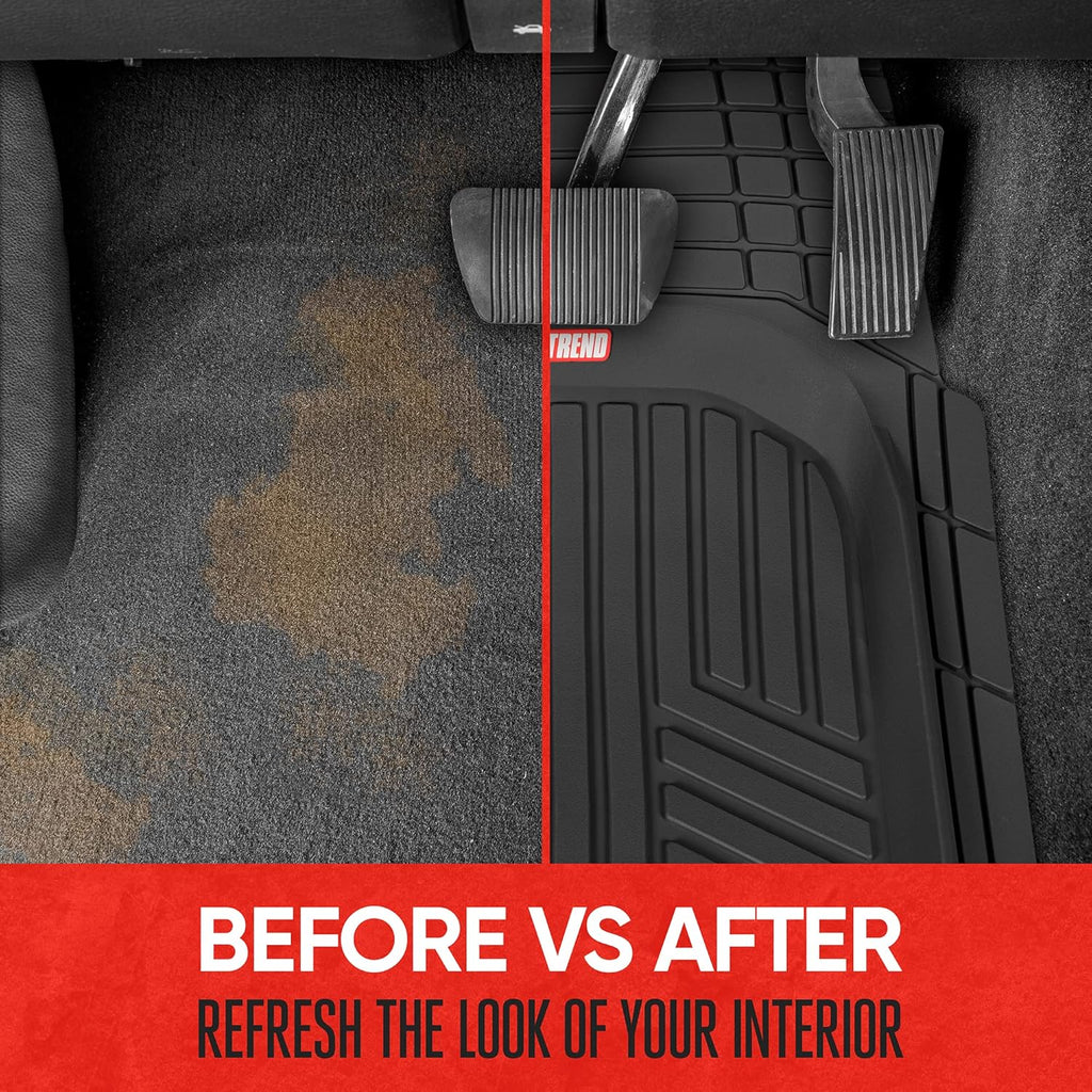 FlexToughXL Floor Mats for Cars Full Set, All-Weather Rubber Automotive Floor Mats, Waterproof Heavy Duty Car Mats