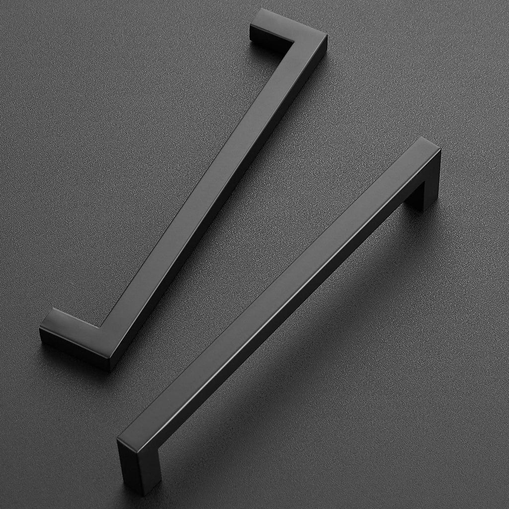 Matte Black Kitchen Square Cabinet Handles 7-1/2 Inch 40 Pack
