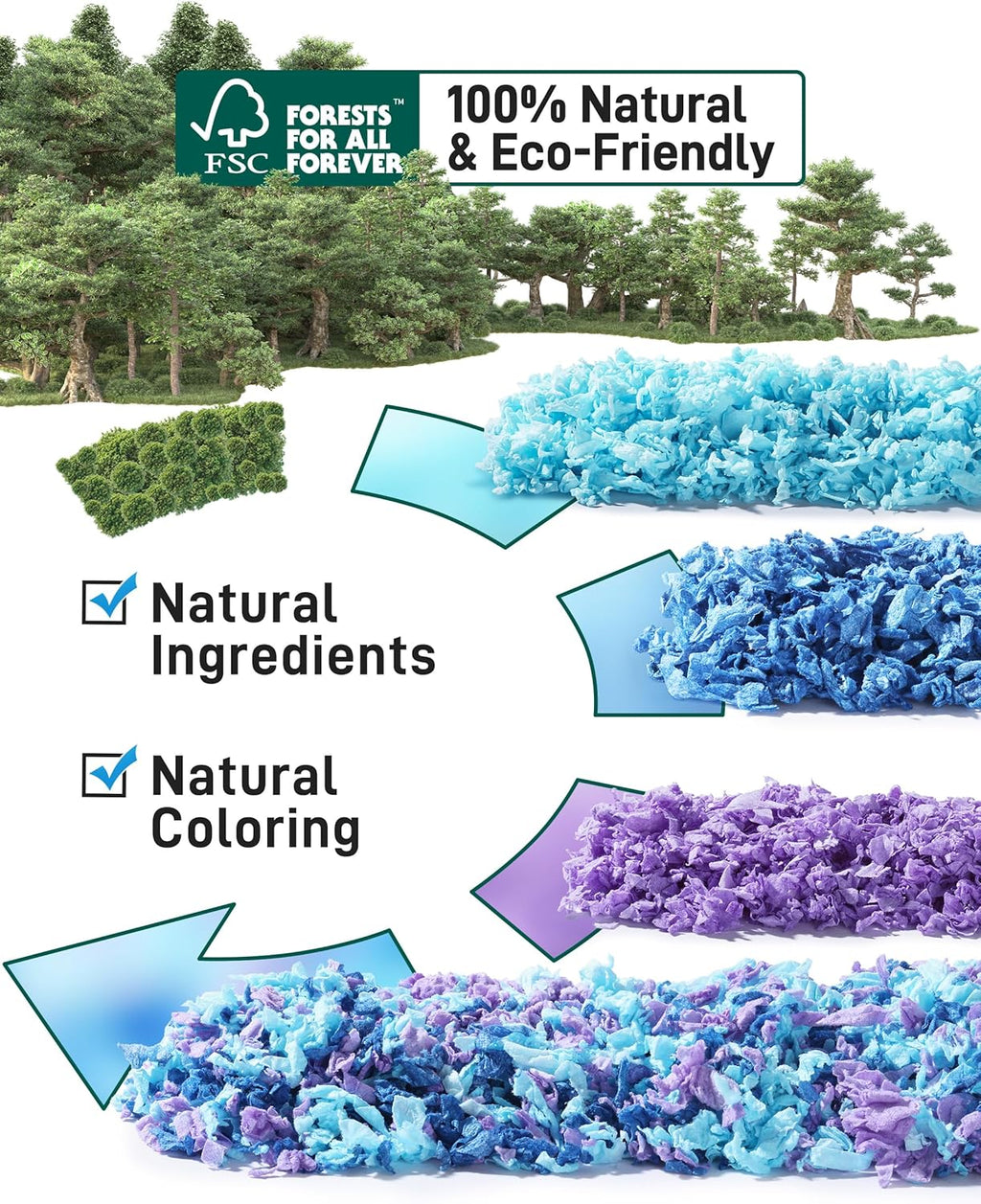 Hamster Bedding 15L, 99% Dust-Free Paper Bedding, Wildflower | Vibrant Color Paper Bedding, Compactly Packed to
