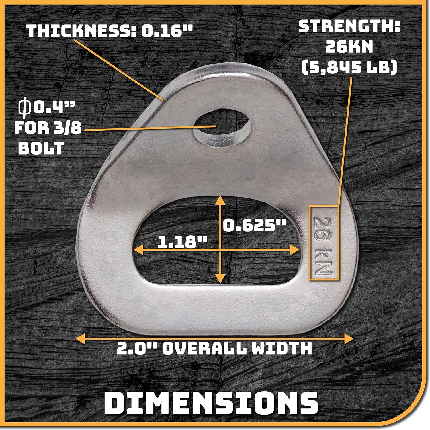 26kN Climbing Wall Bolt Hanger/Anchor/Tiedown for 3/8" Screw/Bolt Ideal for Rock Climbing and Home Gyms, Hammocks