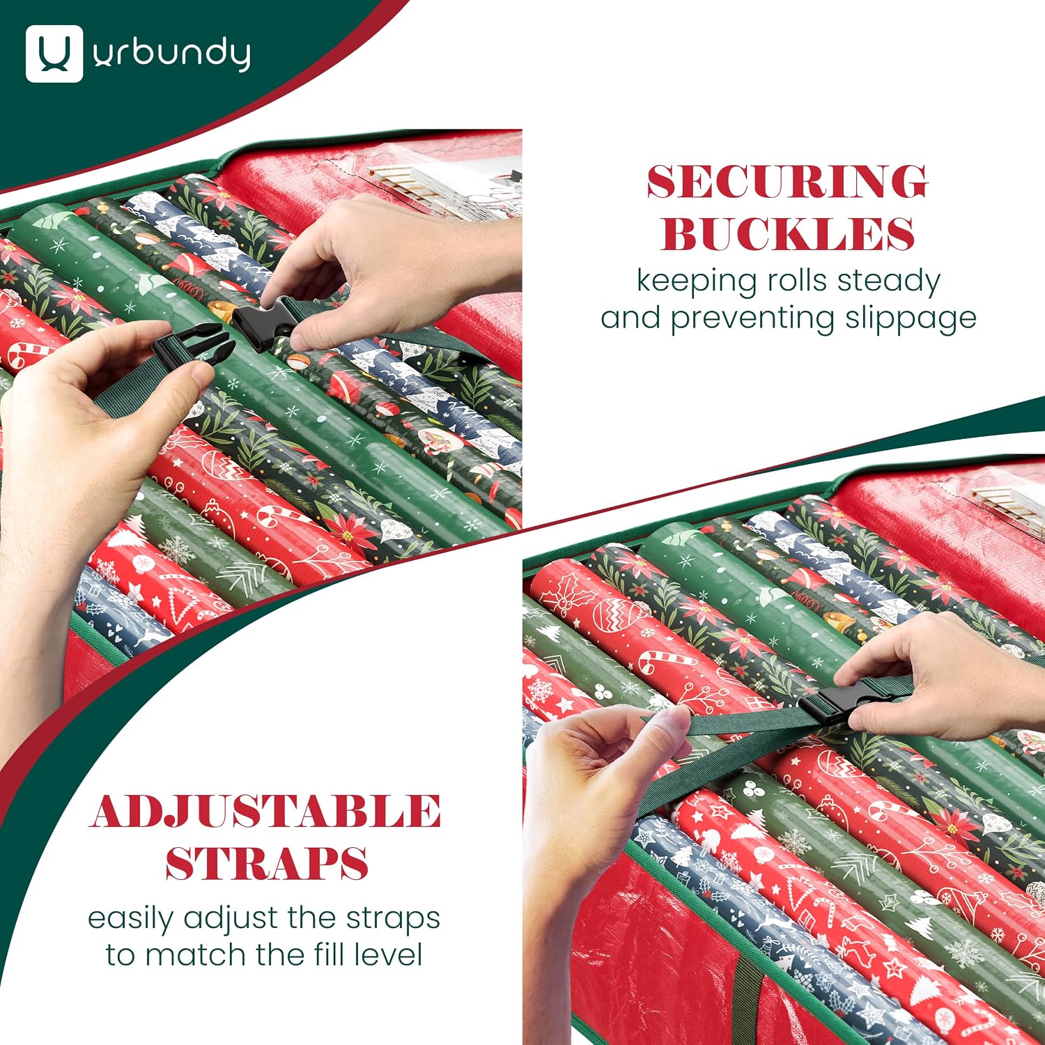 Heavy Duty Wrapping Paper Organizer Storage Bag Red - Christmas Storage Organizer For Wrapping Paper And Gift Bag