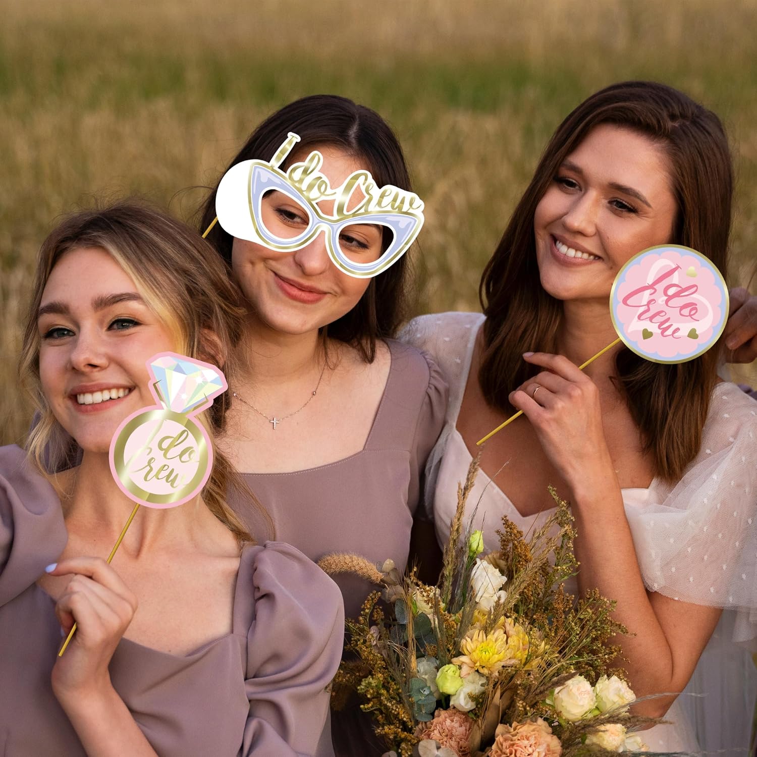 Bridal Shower Photo Props Bachelorette Photo Booth Props Pastel and Gold Party Accessories Hen Do Engagement Proposal