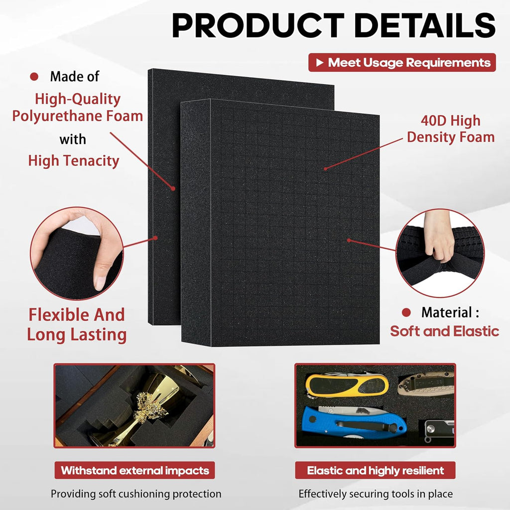 4‑Pack Dual‑Thickness Pick and Pluck Foam Insert, Pre‑Cube Foam