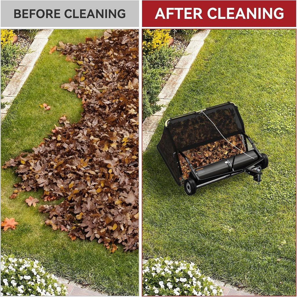 42" Tow Behind Lawn Sweeper, 20 cu. ft. Leaf Collector