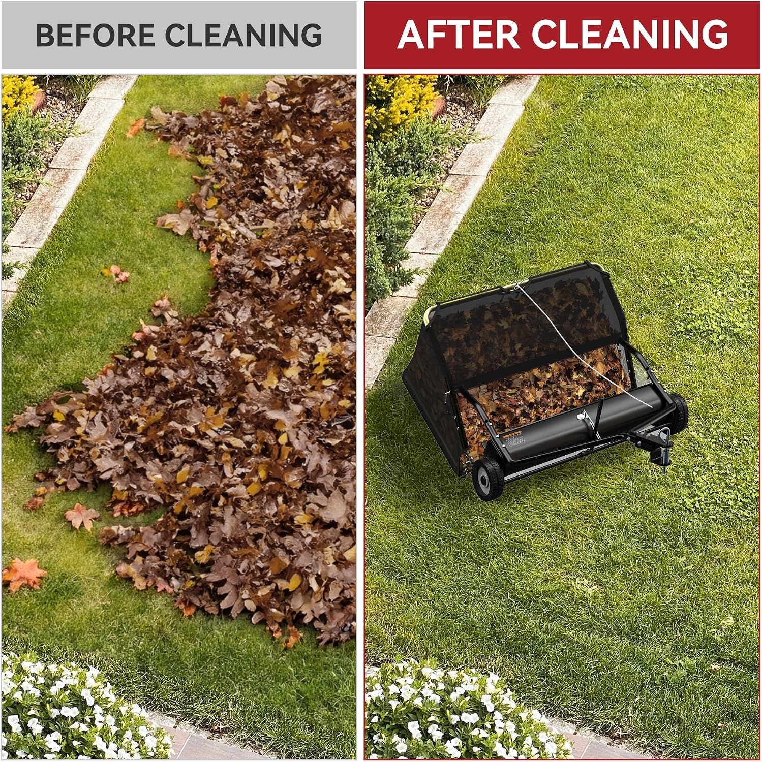 42" Tow Behind Lawn Sweeper, 20 cu. ft. Leaf Collector