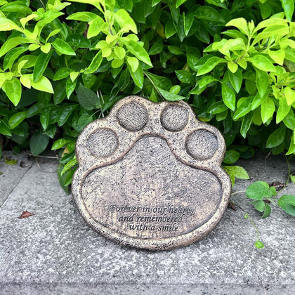 Garden Stepping Stone, Paw of Dog Cat Pet Memorial Stones, Loss of Pet Gift - 7.5" L x 7.5" W x 0.6" D