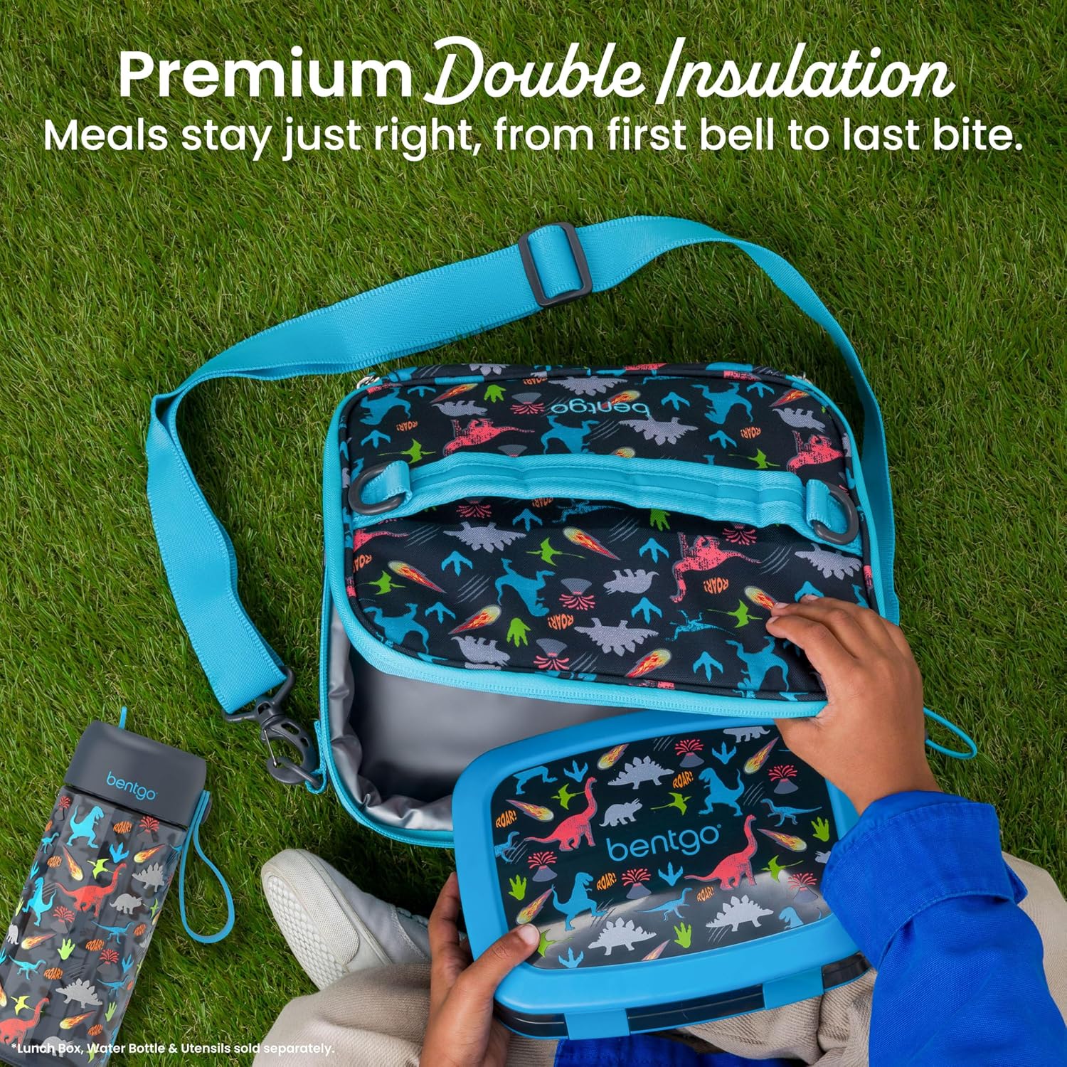 Kids Prints Double-Insulated Reusable Lunch Bag | For Kids 3+, Adjustable Strap; Holds Lunch Box/Water Bottle/Snacks;