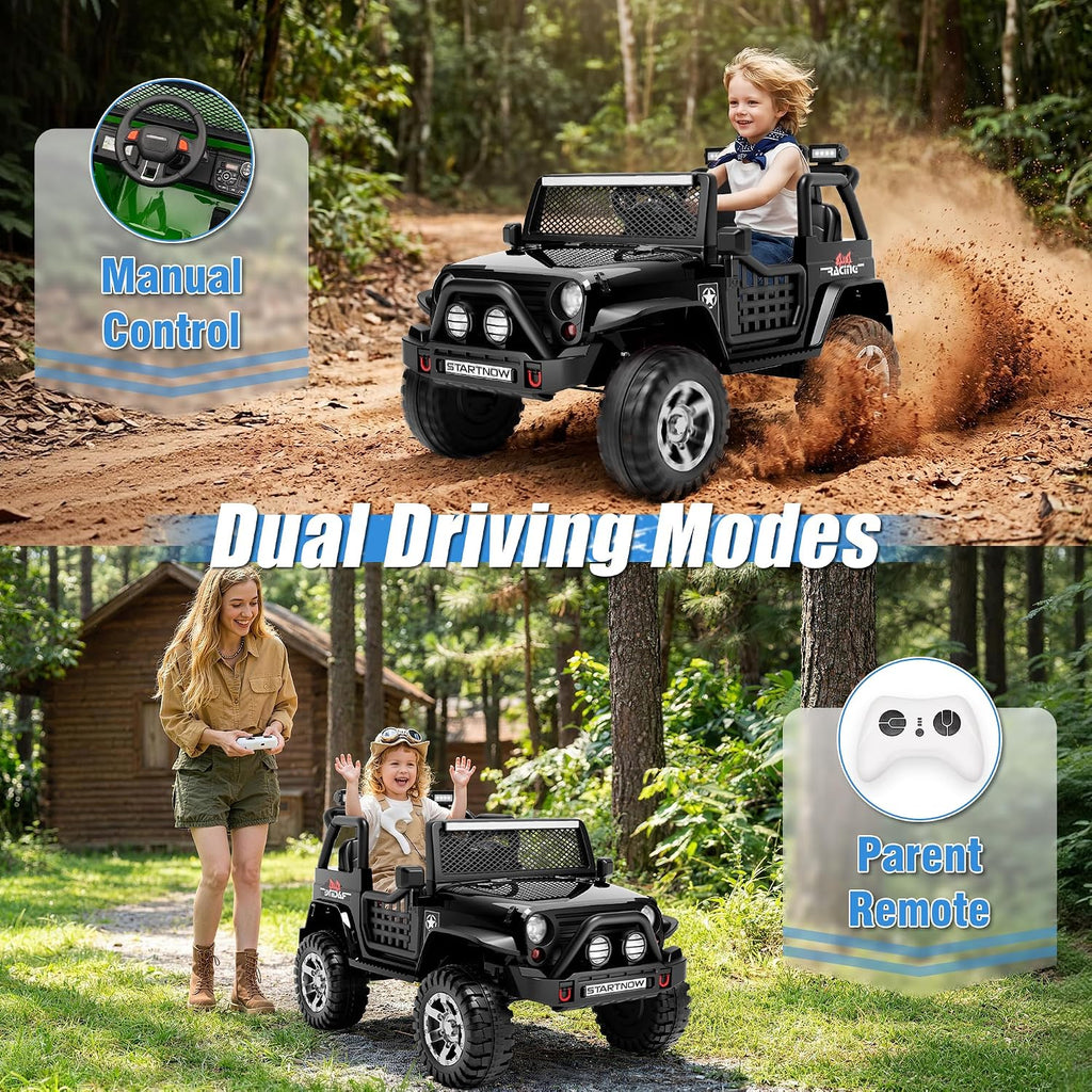24V 4WD Ride on Truck Car w/800W Motors, 2 Seater, Remote Control, Gift Flower, 3 Speeds, Pop Music, Power 4 Wheels