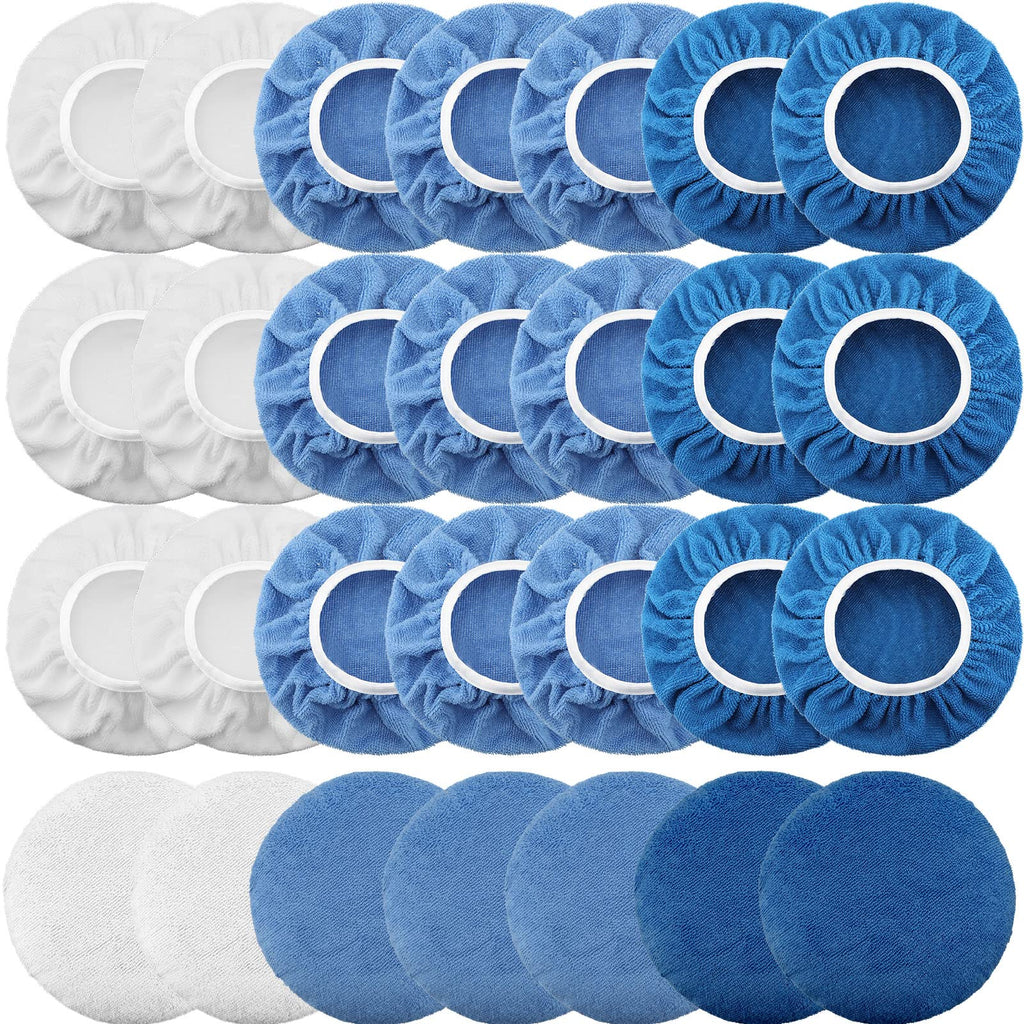 40 Pcs 9 to 10 Inches Buffer Pads, Car Polisher Bonnets, Mixed