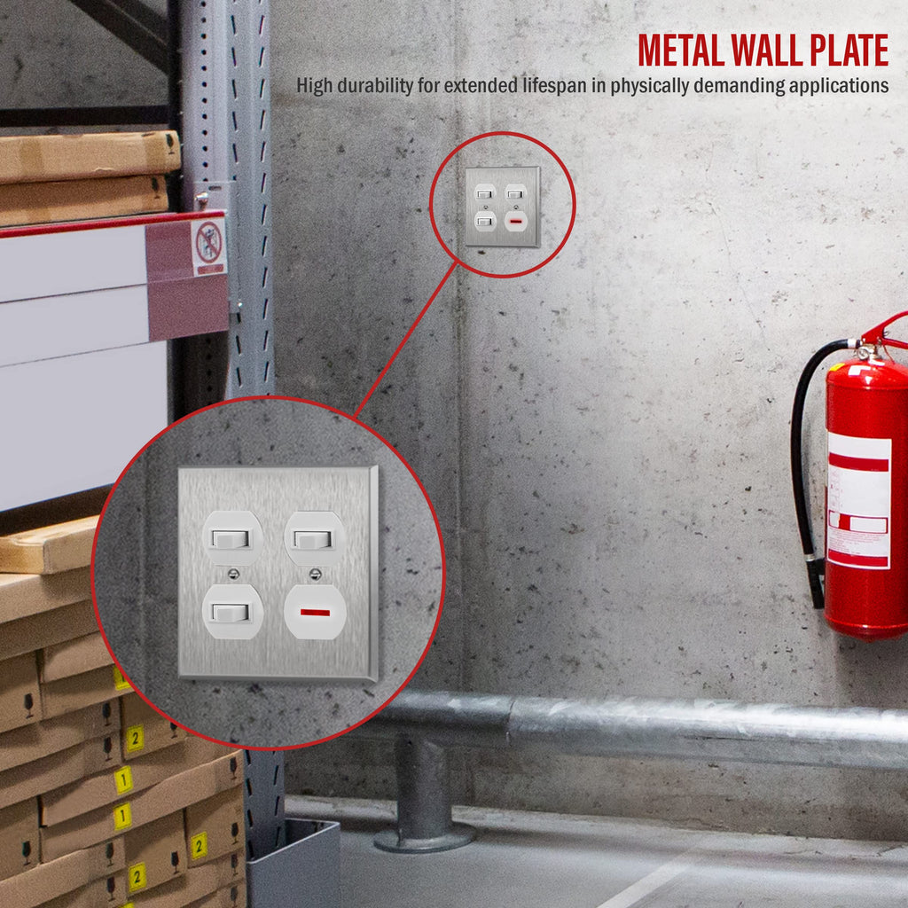 ENERLITES Duplex Receptacle Outlet Metal Wall Plate, 2-Gang Silver 10 Pack