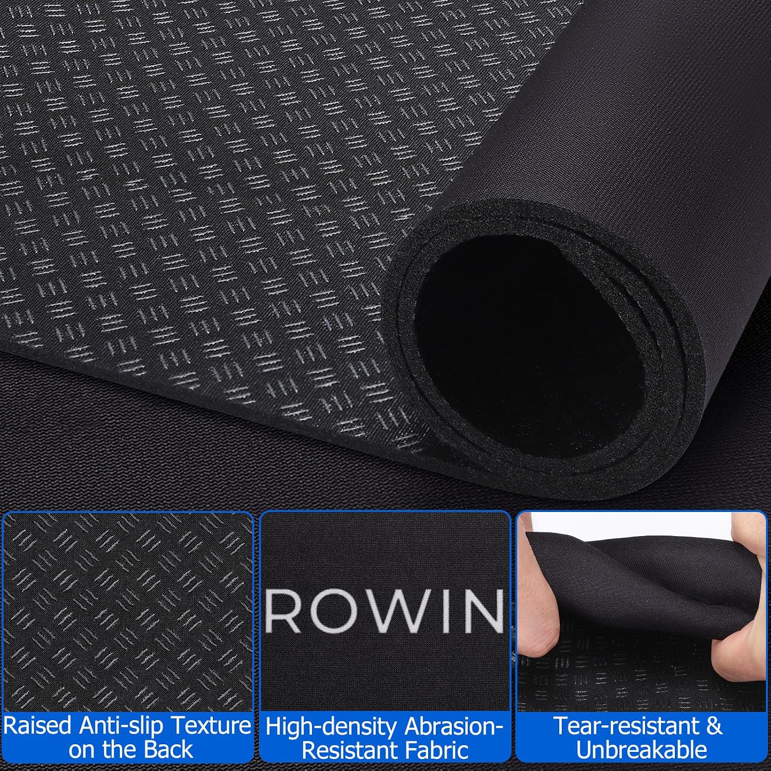 Non-Slip Mat Compatible with Peloton Bike, Concept 2 Rowing Machine | 2PCS Exercise Bike Mat, Protects for Hardwood