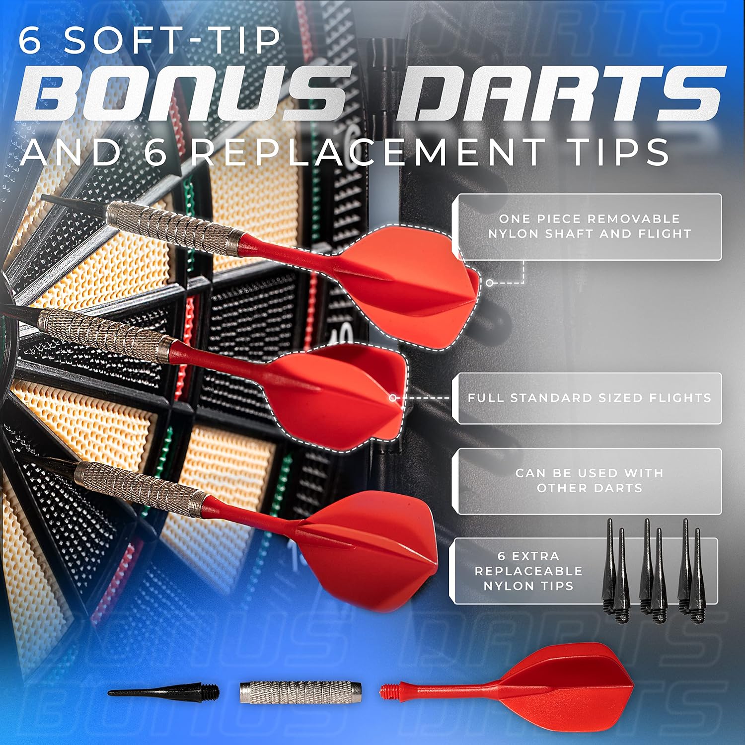 Electronic Dart Board Sets - Soft Tip Electric Dartboard with Digital Scoreboard - (6) Darts Included