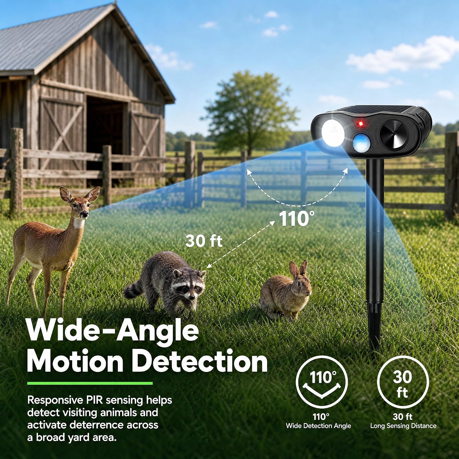 Sonic Fortress Pro Deer Repellent Solar Ultrasonic Animal Repeller 2 Pack | Outdoor Cat Deterrent with Motion Sensor