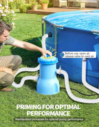 Standard Series Above Ground Pool Filter Pump - 800 GPH Flow Rate | Rapid Circulation & Micro-Debris Filtration, Pool