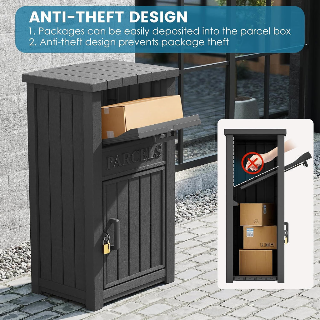 Package Delivery Box for Outside, Parcel Drop Box, Black, 60 Gallon | Large, Lockable & Weatherproof, Anti-Theft