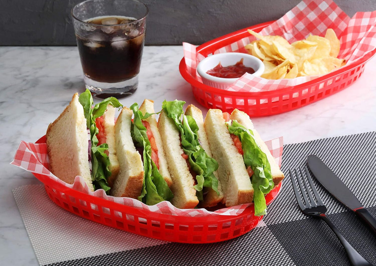 Fast Food Baskets, 10.5 x 7 Inch, Red
