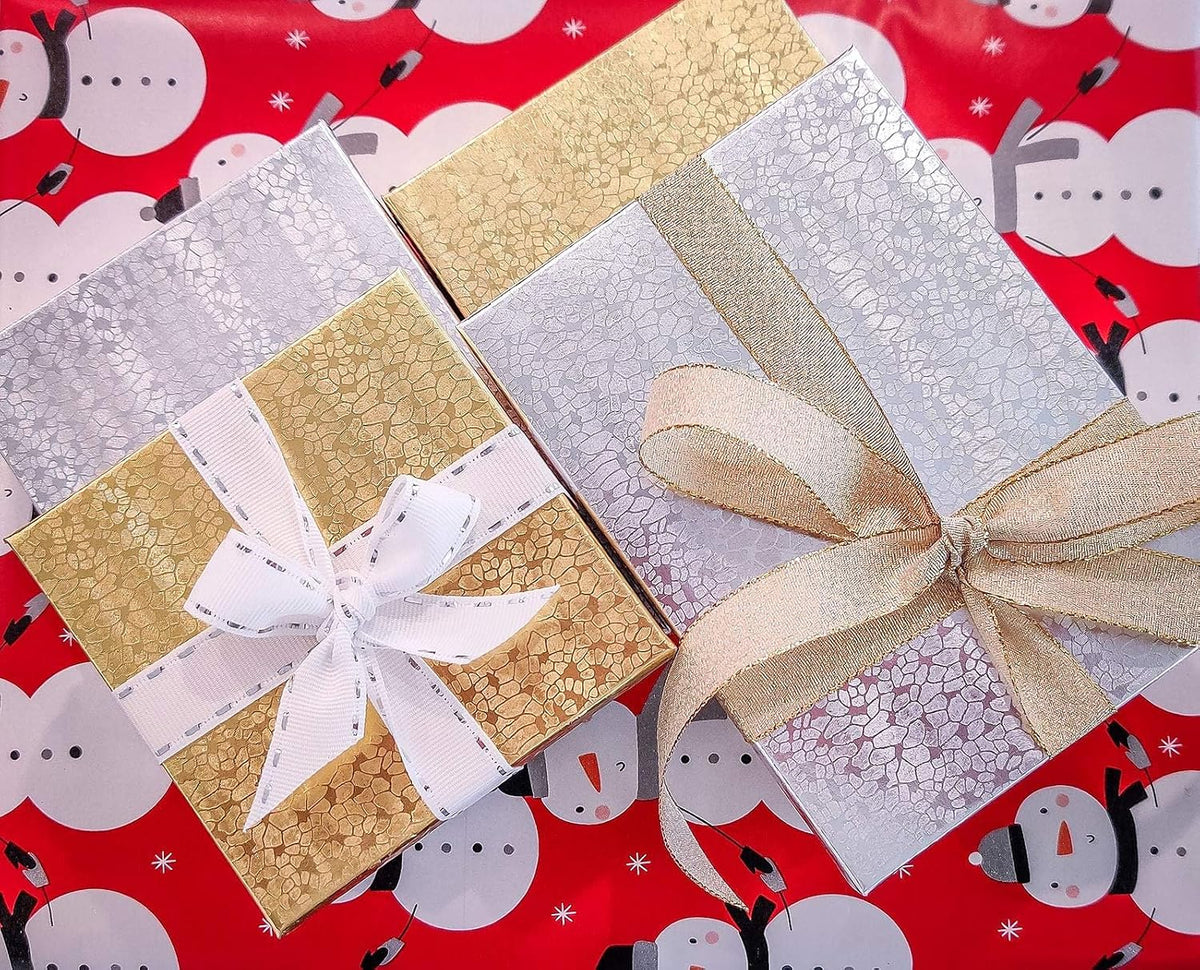 TheDisplayGuys 25 Cardboard Jewelry Gift Boxes with Inserts - Silver Foil