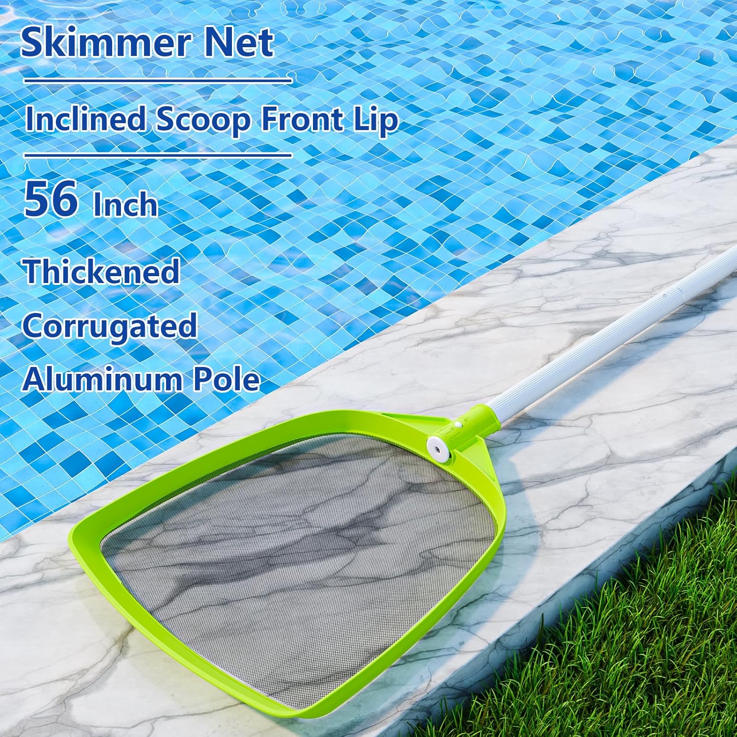 Pool Skimmer Net- Total Length 72 inches Rake with Pole,Accessories for Cleaning Inground/Above Ground Swimming Pool
