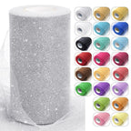 6" x 50 Yards Silver Glitter Tulle Fabric Rolls for DIY Tutu Party Decor