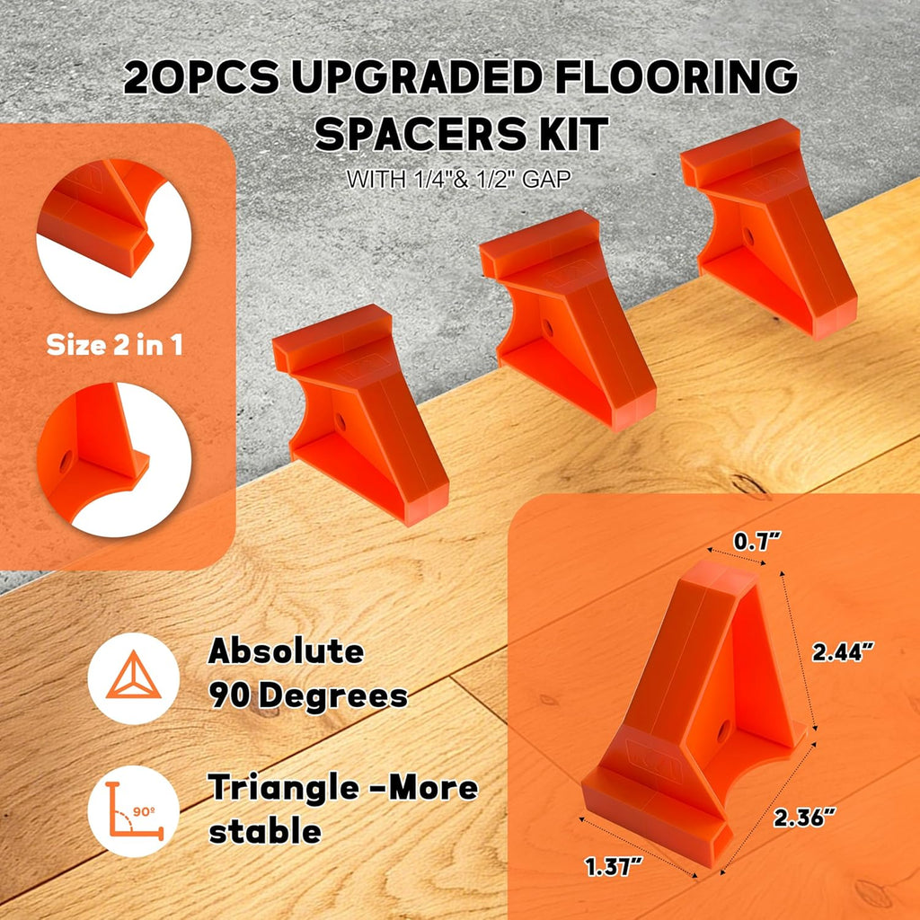 Laminate Flooring Tools, 65-Piece Wood Flooring Installation Kit with Double-Faced Rubber Mallet, 10” Contour Gauge