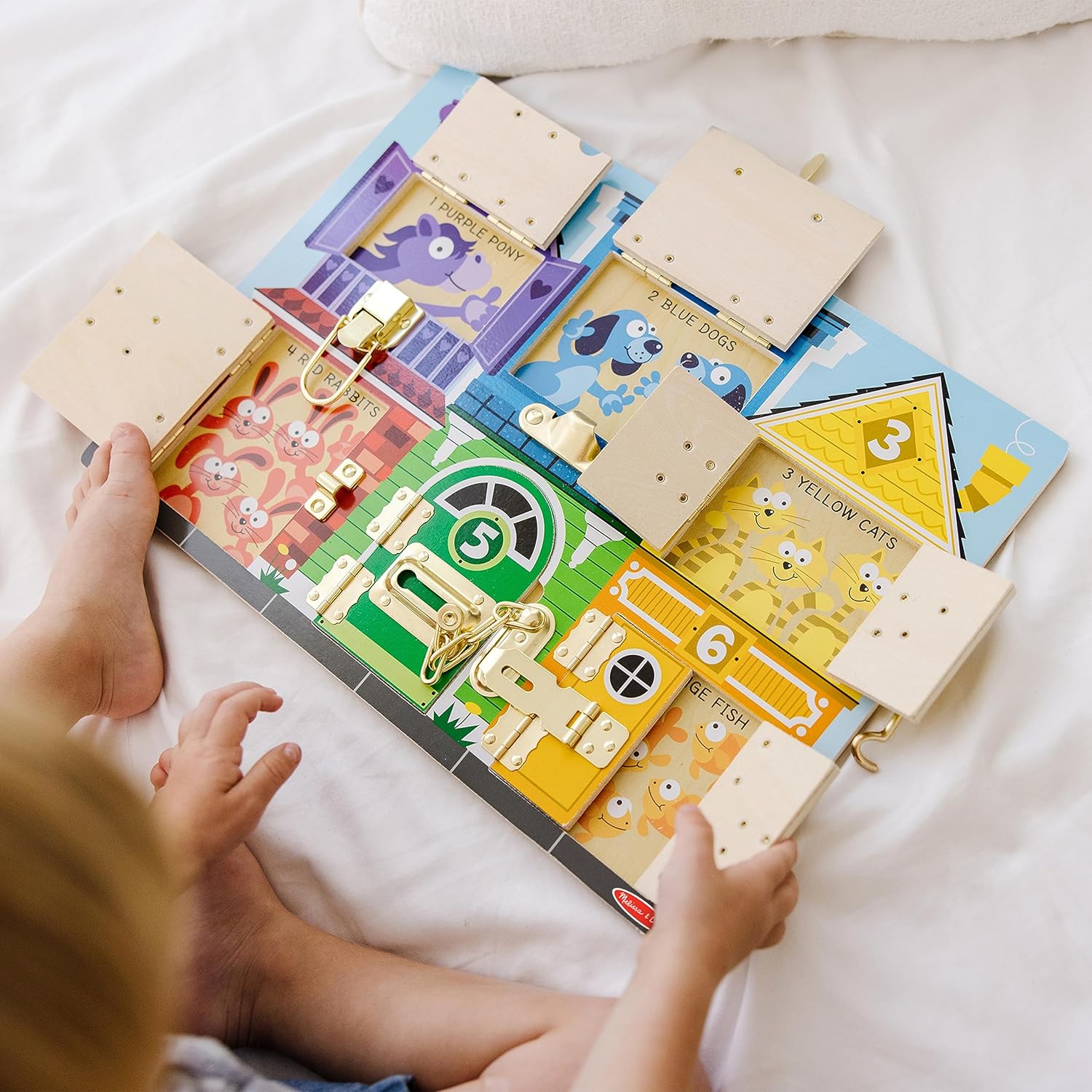 Melissa & Doug Latches Wooden Activity Board - Montessori Busy Board for Preschool Toys, Sensory Toys for Kids